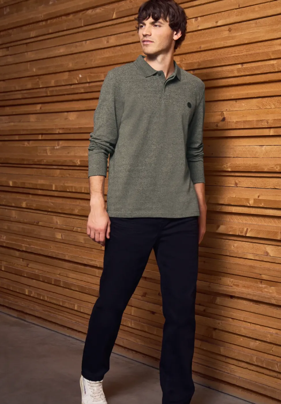 Two Tone Langarm Poloshirt