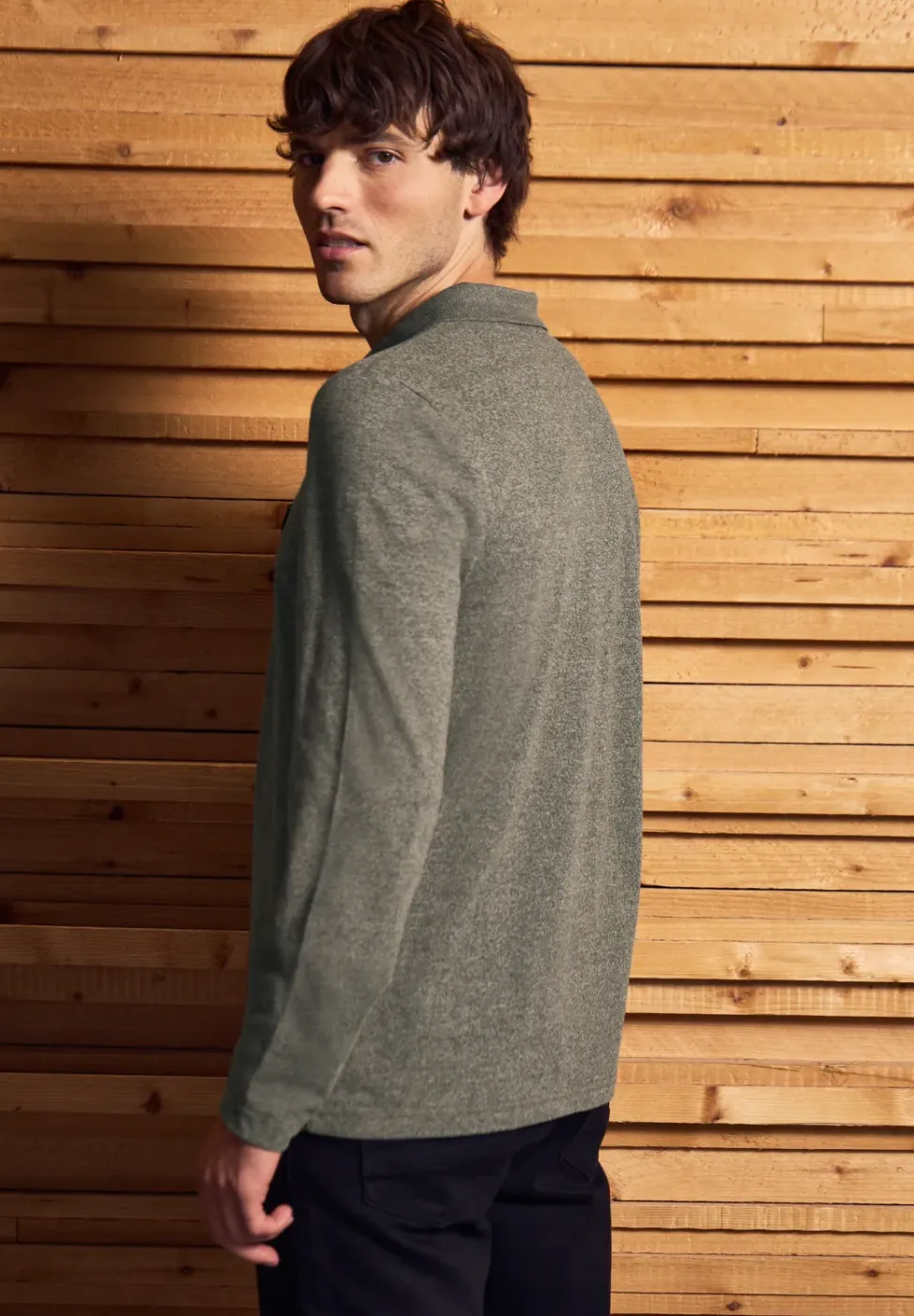Two Tone Langarm Poloshirt