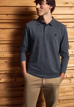 Two Tone Langarm Poloshirt