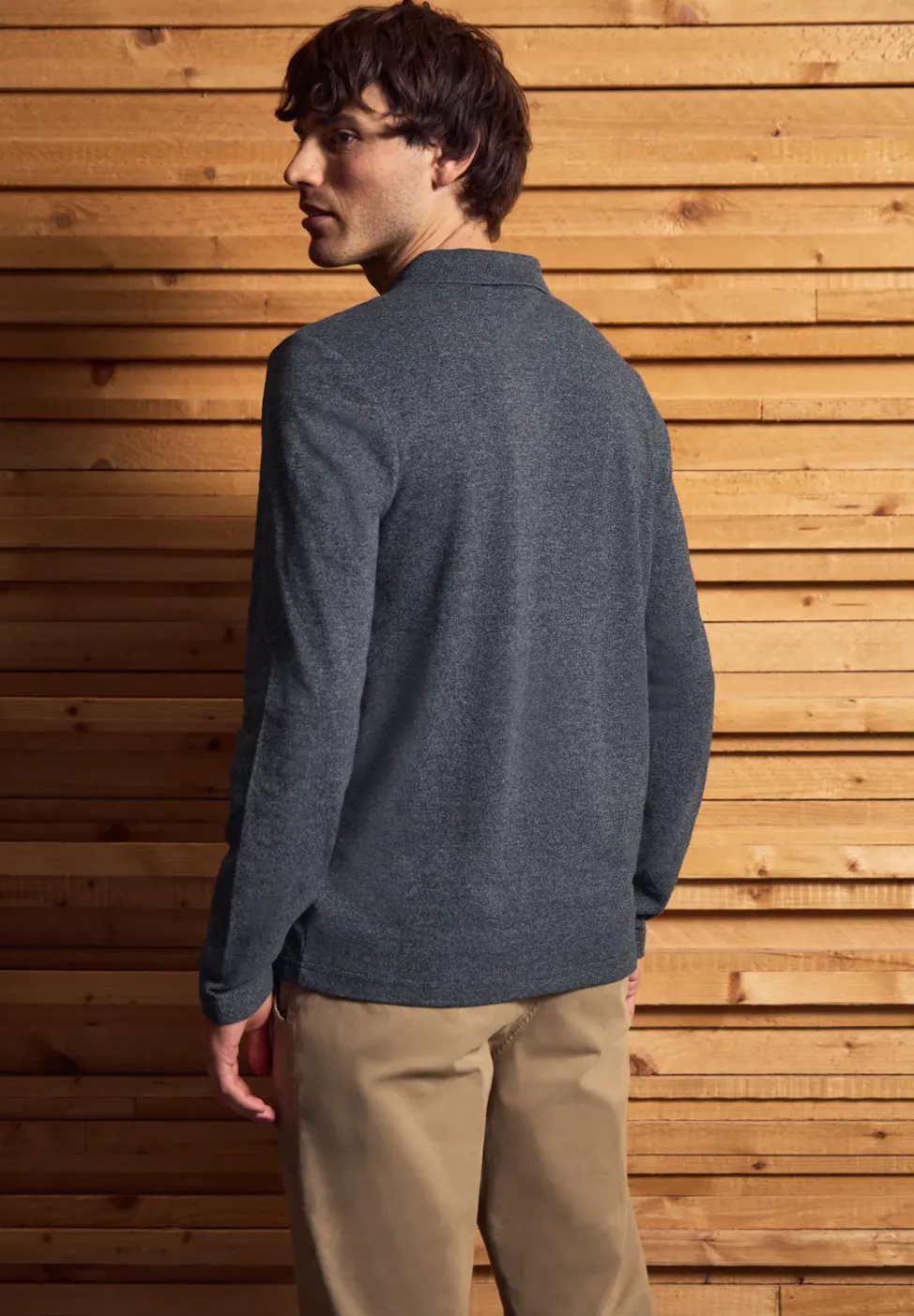 Two Tone Langarm Poloshirt