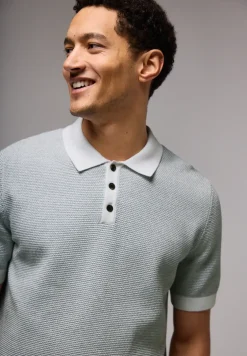 Two-Tone Struktur-Poloshirt