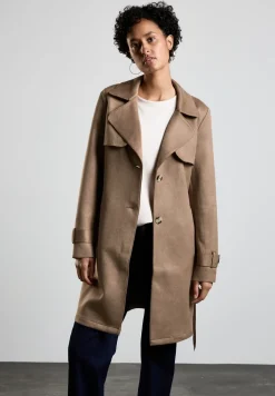 Velours-Look Trenchcoat