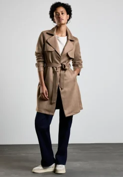 Velours-Look Trenchcoat