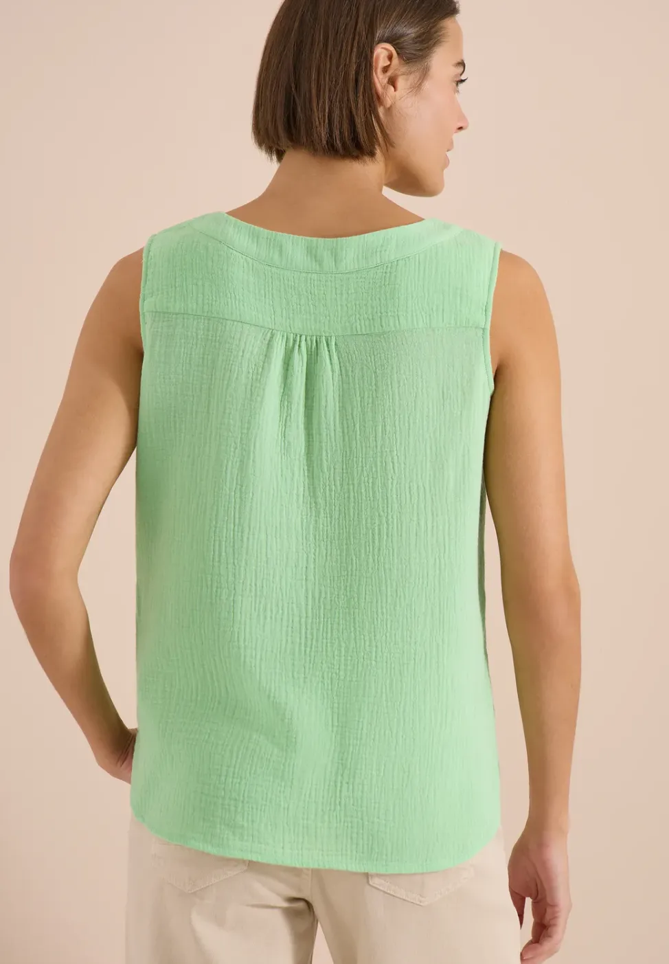 V-Neck Blusentop in Musselin-Qualität