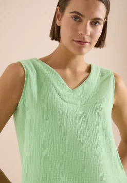 V-Neck Blusentop in Musselin-Qualität