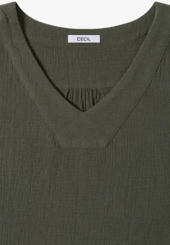 V-Neck Blusentop in Musselin-Qualität