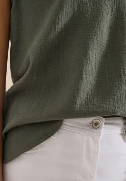 V-Neck Blusentop in Musselin-Qualität