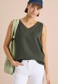 V-Neck Blusentop in Musselin-Qualität
