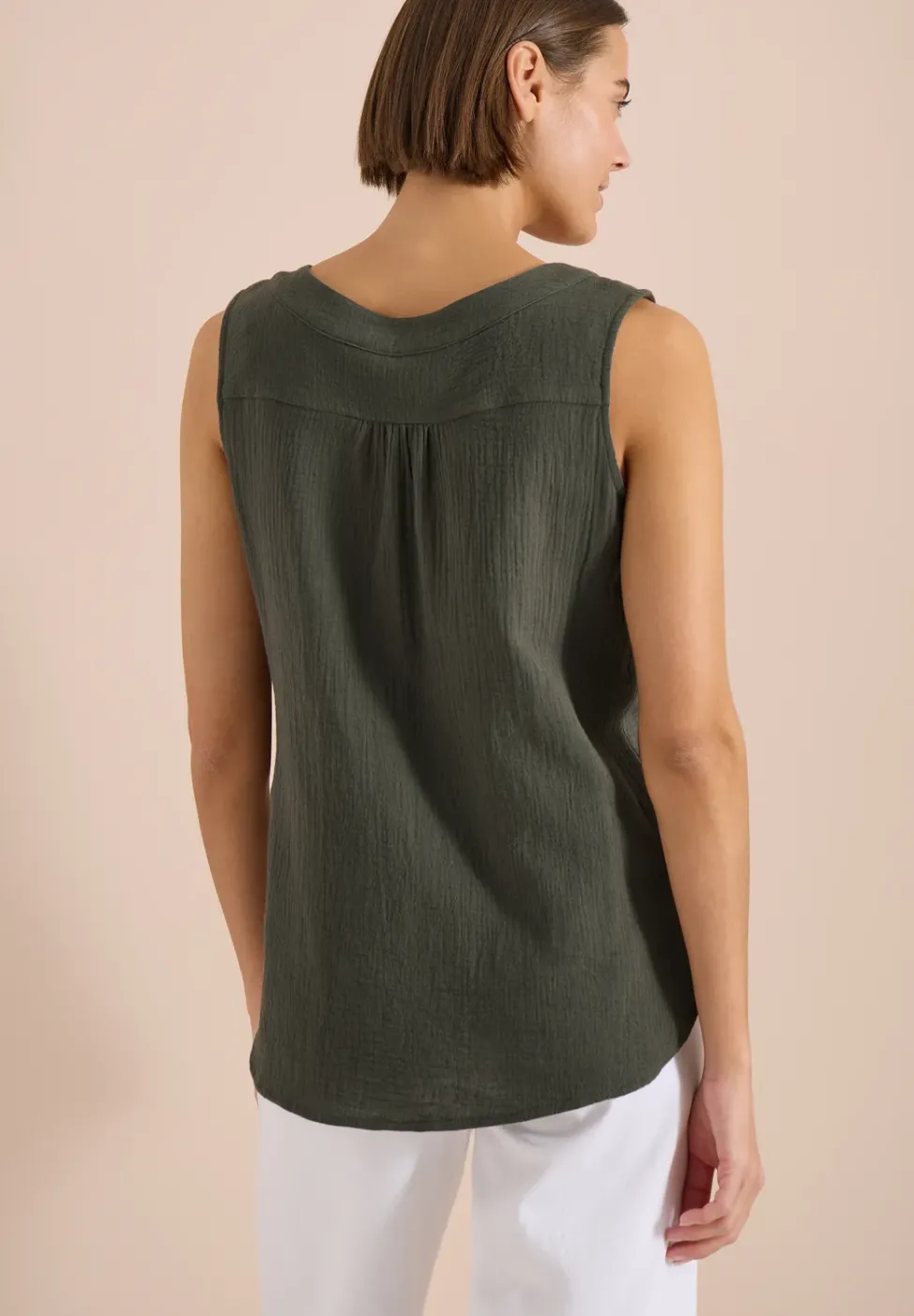 V-Neck Blusentop in Musselin-Qualität