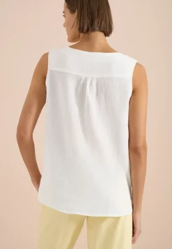 V-Neck Blusentop in Musselin-Qualität