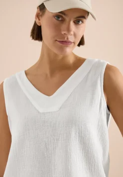 V-Neck Blusentop in Musselin-Qualität