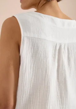 V-Neck Blusentop in Musselin-Qualität