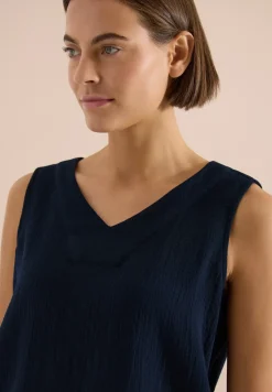V-Neck Blusentop in Musselin-Qualität