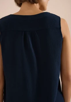 V-Neck Blusentop in Musselin-Qualität