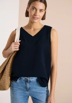 V-Neck Blusentop in Musselin-Qualität