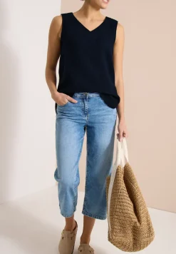 V-Neck Blusentop in Musselin-Qualität