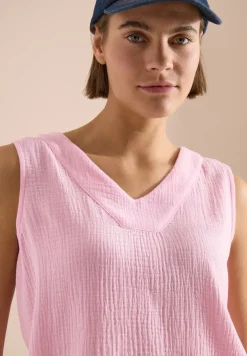 V-Neck Blusentop in Musselin-Qualität