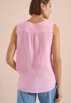 V-Neck Blusentop in Musselin-Qualität