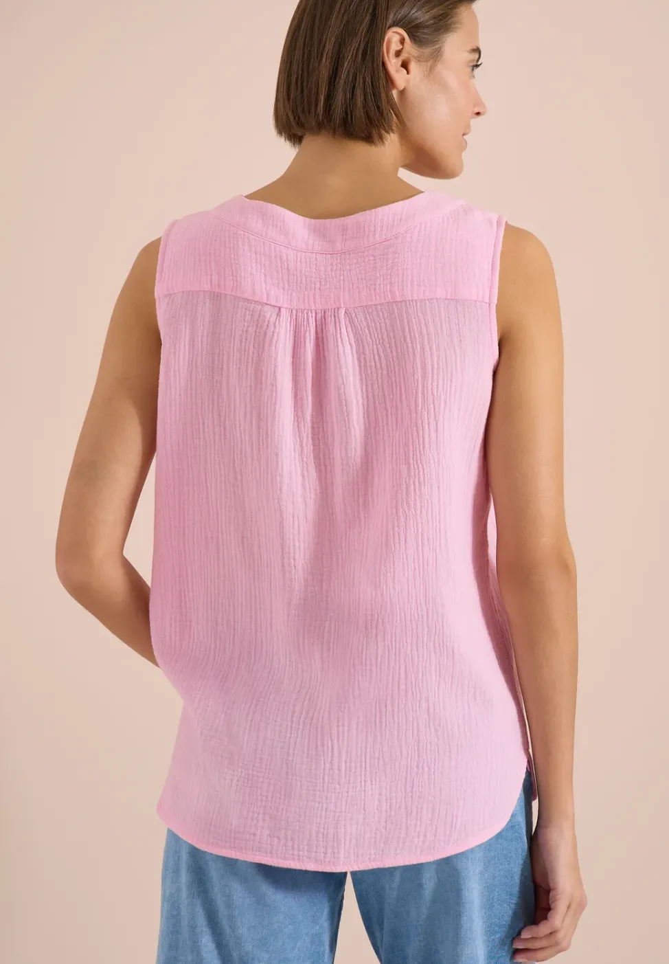 V-Neck Blusentop in Musselin-Qualität