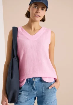 V-Neck Blusentop in Musselin-Qualität