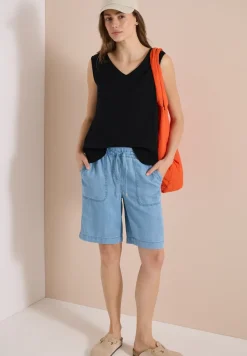 V-Neck Blusentop in Musselin-Qualität