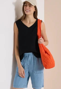 V-Neck Blusentop in Musselin-Qualität