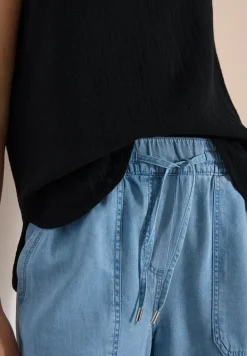 V-Neck Blusentop in Musselin-Qualität