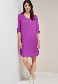 V-Neck Leinenkleid