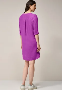 V-Neck Leinenkleid