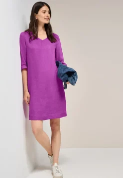 V-Neck Leinenkleid