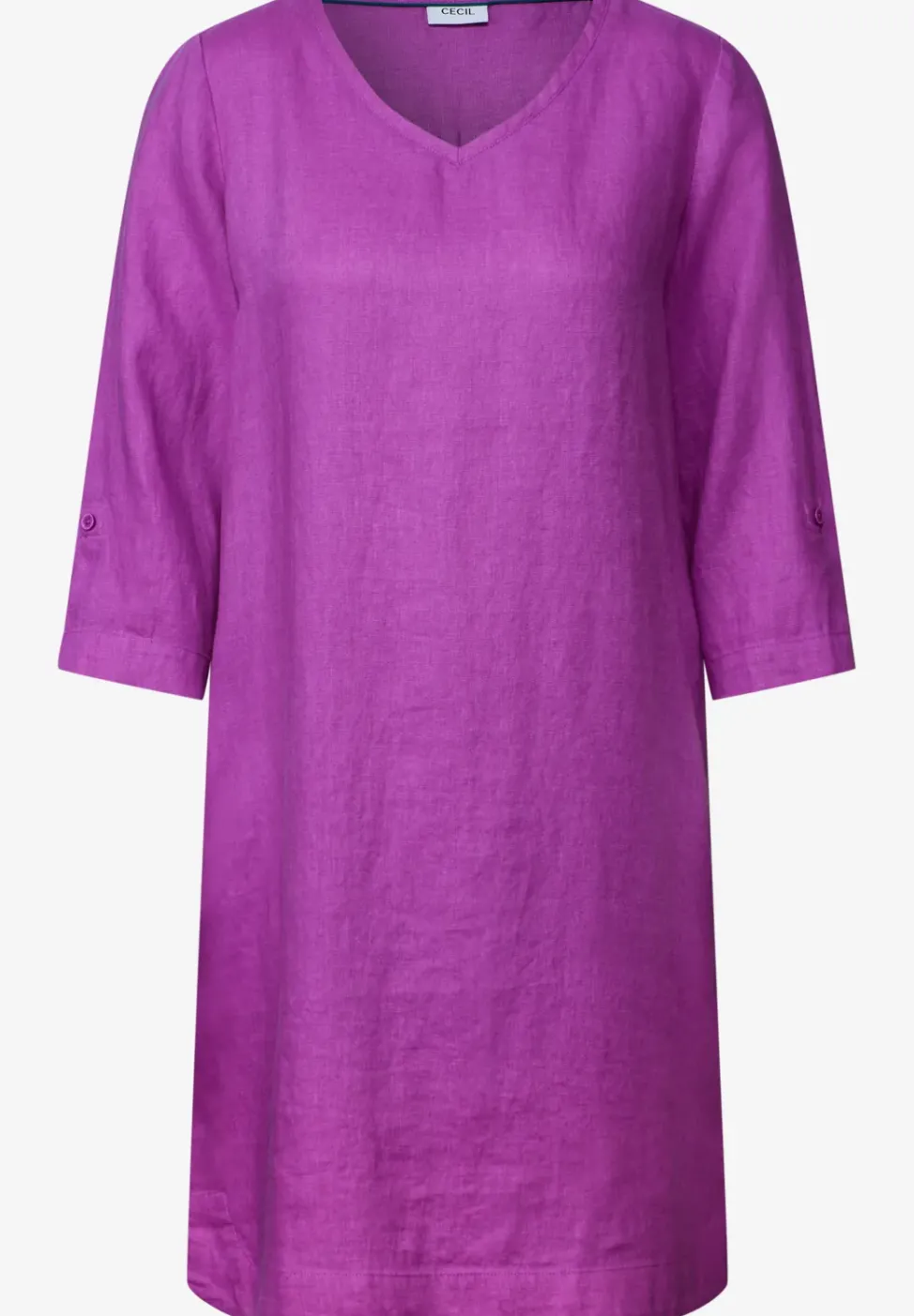 V-Neck Leinenkleid