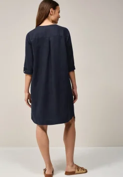 V-Neck Leinenkleid