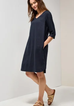 V-Neck Leinenkleid