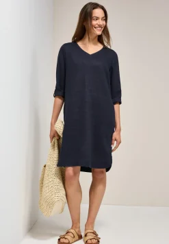 V-Neck Leinenkleid