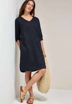 V-Neck Leinenkleid