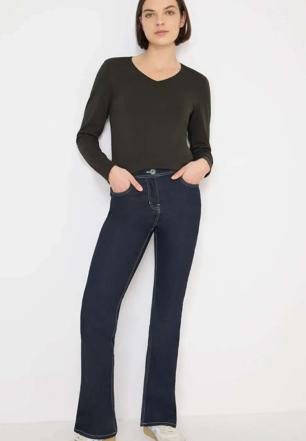 V-Neck Langarmshirt