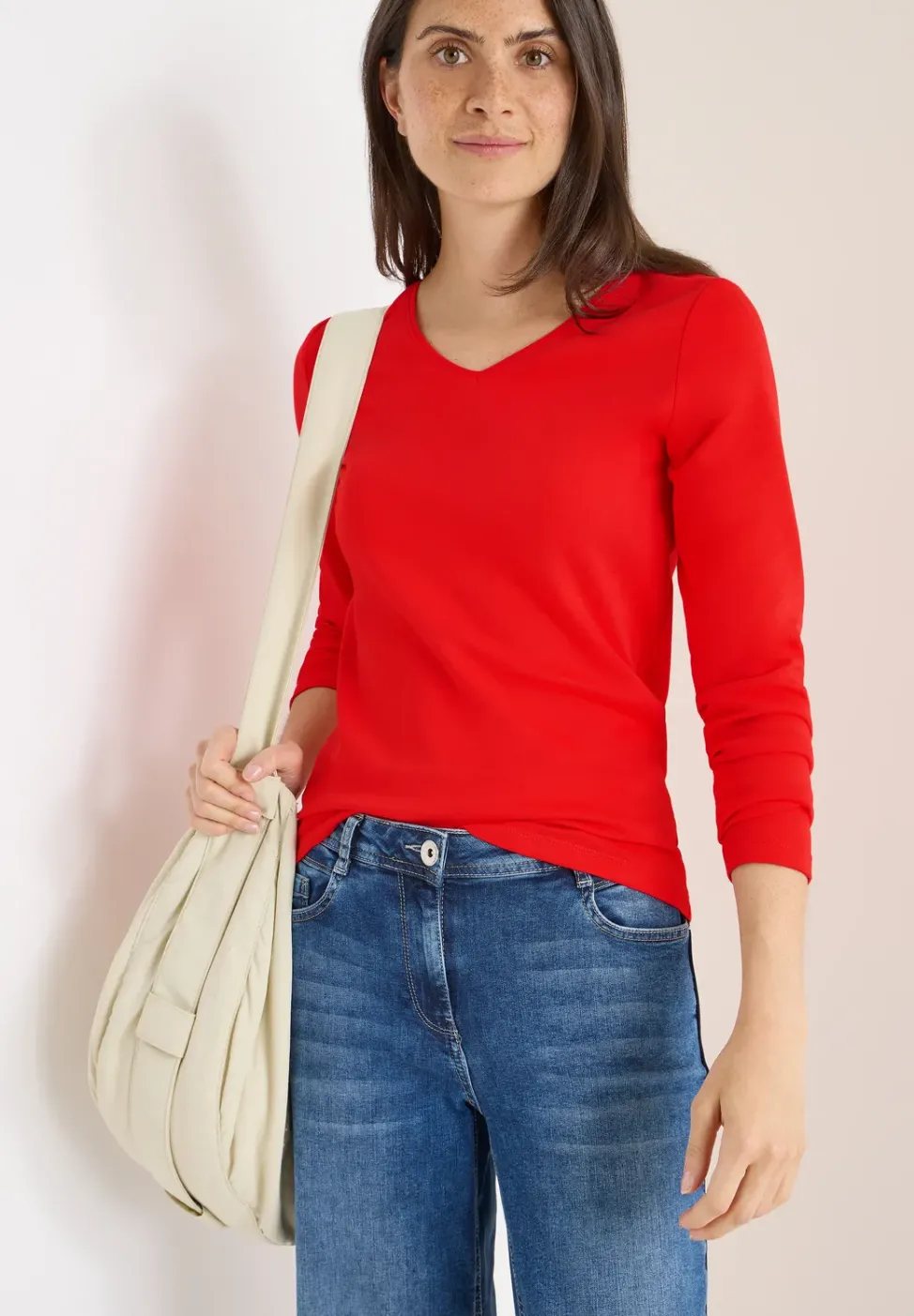 V-Neck Langarmshirt