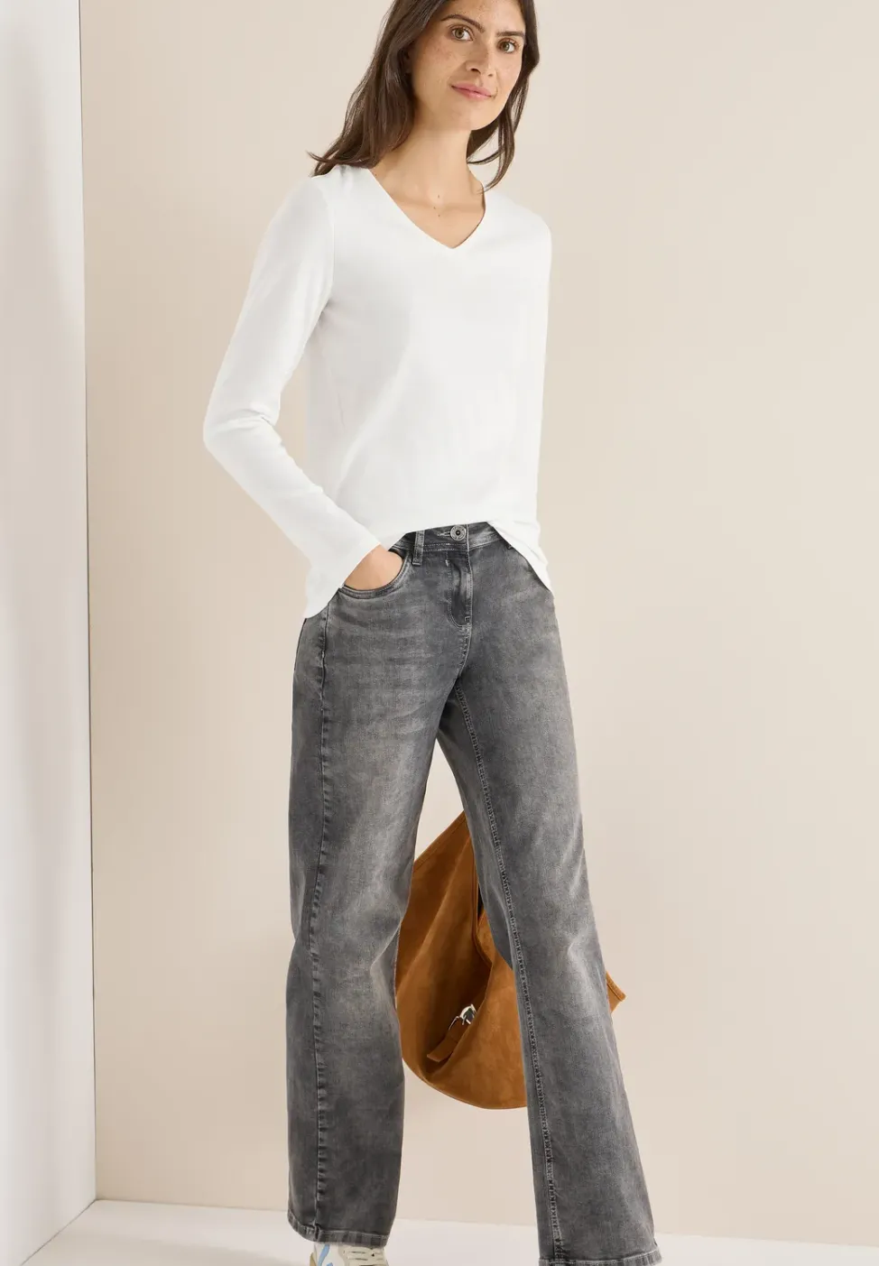 V-Neck Langarmshirt