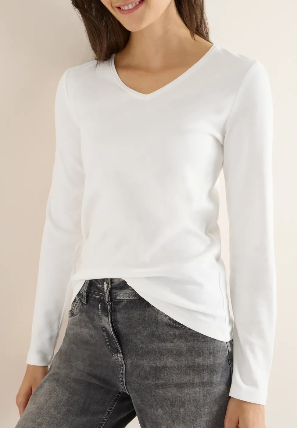 V-Neck Langarmshirt