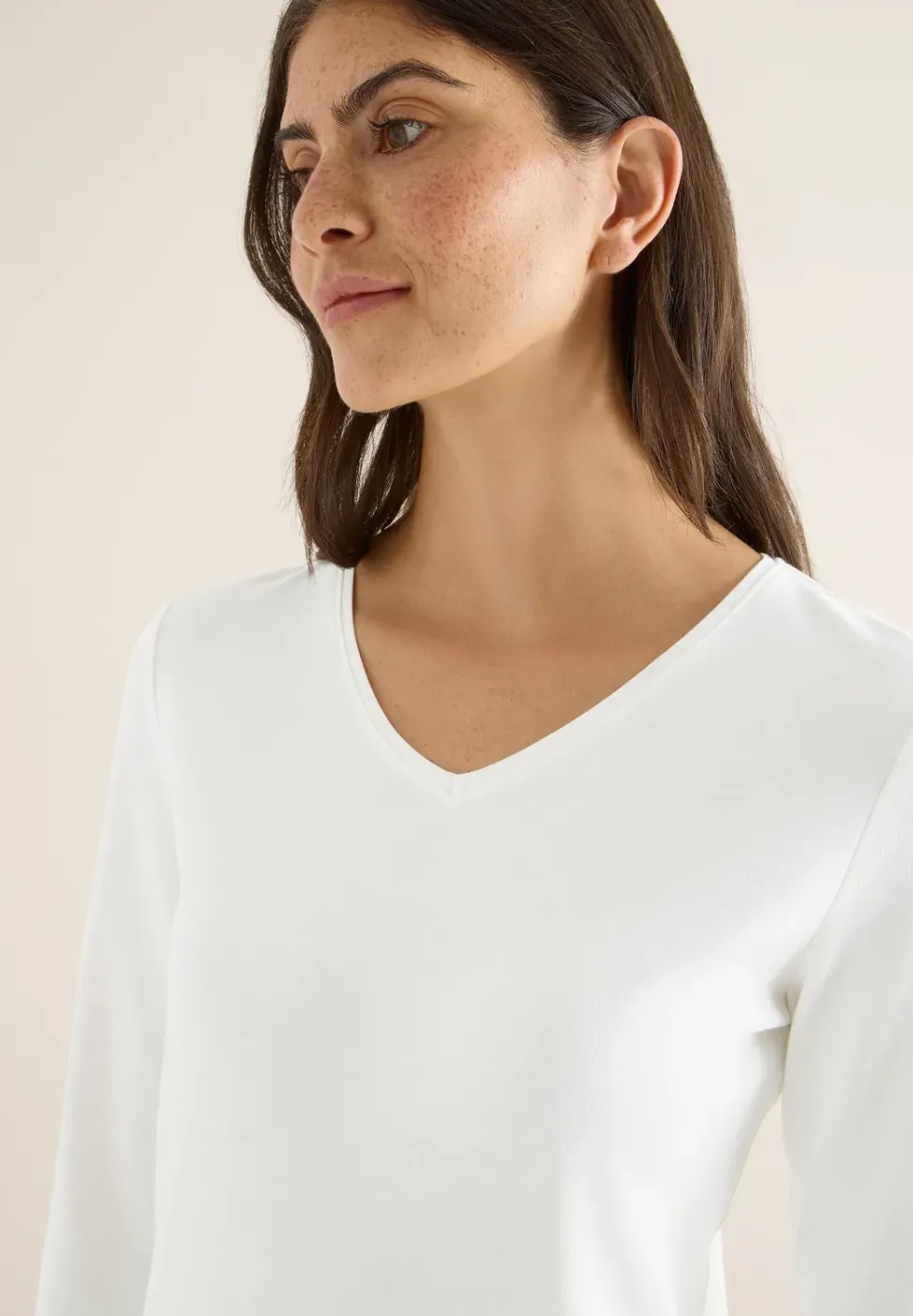 V-Neck Langarmshirt