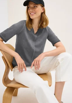 V-Neck Shirt im Washed-Look