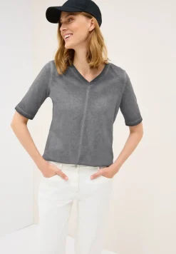 V-Neck Shirt im Washed-Look