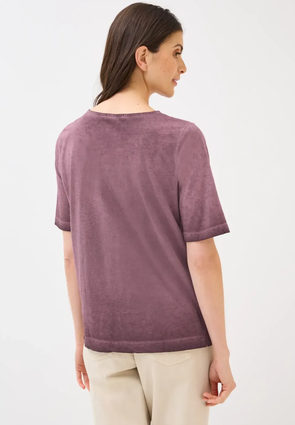 V-Neck Shirt im Washed-Look