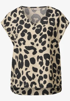 V-Neck Shirt mit Leo-Print