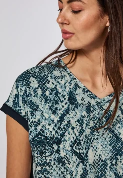V-Neck Shirt mit Snake Print