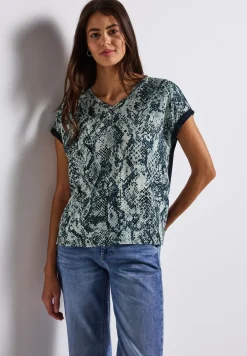 V-Neck Shirt mit Snake Print