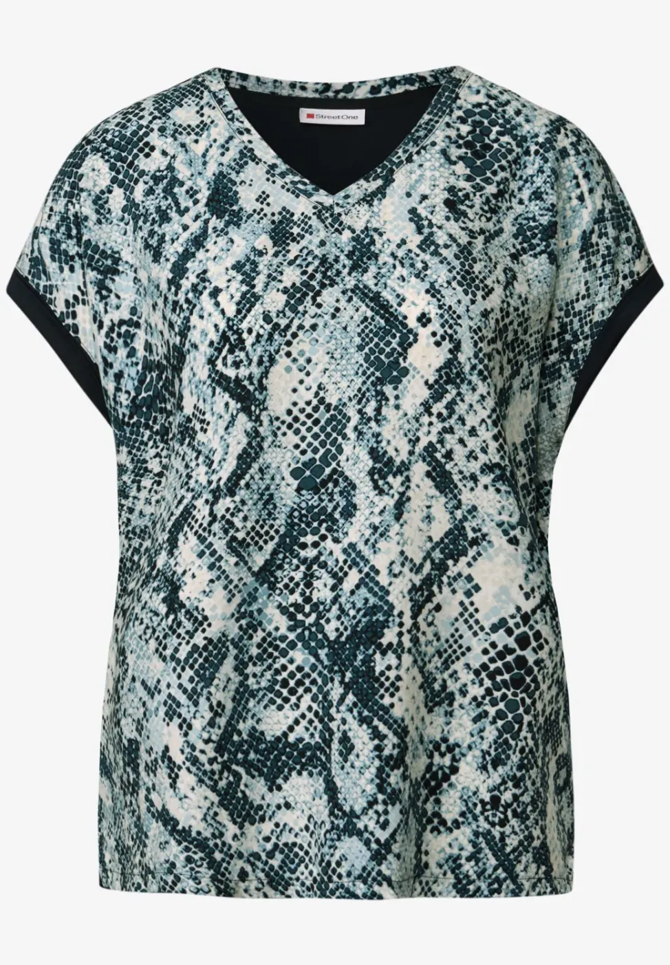 V-Neck Shirt mit Snake Print