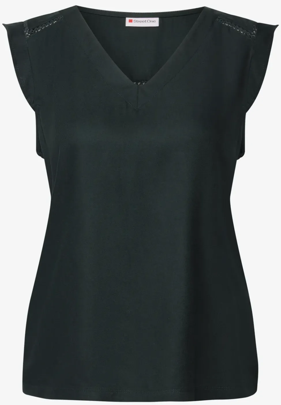 V-Neck Top mit Häkeldetails