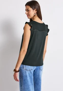V-Neck Top mit Häkeldetails