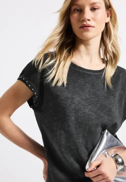 Washed Look Nieten T-Shirt